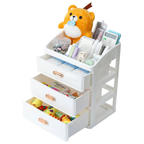 Makeup Organizer for Vanity, Large Capacity Countertop Organizer,Bathroom Bedroom Desk Cosmetic Display Cases for Skin Care Brushes Eyeshadow Lotions Lipstick Nail Polish (3 Layer White L(B))