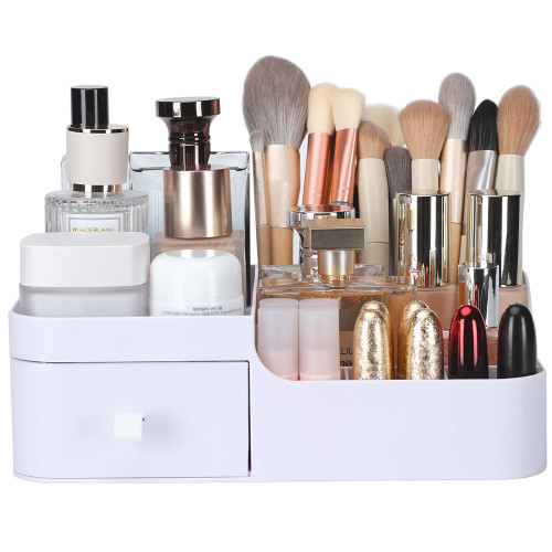 BREIS Makeup Organizer for Vanity,Bathroom Organizer with Drawers,Vanity Decor Display Cases for Dresser Countertop Bedroom Eyeshadow Brushes Lipstick Nail Polishes Jewelry Perfume BREIS Makeup Organizer for Vanity,Bathroom Organizer with Drawers,Vanity Decor Display Cases for Dresser Countertop Bedroom Eyeshadow Brushes Lipstick Nail Polishes Jewelry Perfume