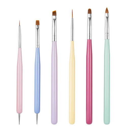 Sularpek 6Pcs Nail Art Brushes Set,Builder Gel Brush for Nails,Nail Art Design Pen Painting Tools with Nail Extension Gel Brush, Builder Gel Brush,Nail Fine Liner Brushes and Nail Dotting Pen