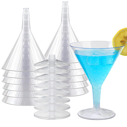 Belinlen 30 Count 7oz Clear Hard Plastic Martini Glasses Disposable Cocktail Glasses, Plastic Dessert Cups for Martini, Margarita, Cocktail, Dessert, Party