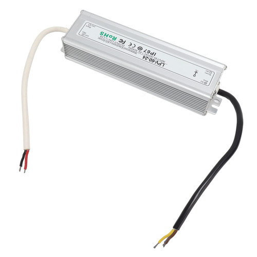 LED Driver 24V IP67 Waterproof LED Power Supply Driver Transformer for Indoor Outdoor LED Lighting, Industrial Control Equipment (LPV-60W-24V 2.5A)