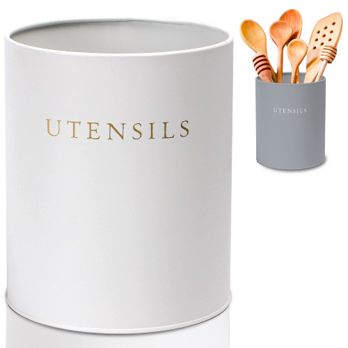 Kitchen Utensil Holder For Countertop, White Utensil Holder Kitchen Counter, Utensil Caddy Cooking Utensil Holder, Spatula Holder Utensil Crock, Farmhouse Utensil Holder Stainless Steel Utensil Holder