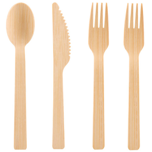 200 Pack Disposable Bamboo Utensils - 100% Eco-Friendly Bamboo Cutlery Set with 100 Forks, 50 Spoons, and 50 Knives - Perfect for Weddings and Parties, Recyclable and Compostable Flatware