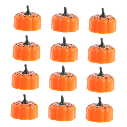 BESTOYARD 12pcs Halloween Jack-o-Lantern Astetic Room Decor String Lights Indoors Halloween Candles Halloween Flameless Candles LED Decorative Lights Pumpkin Tealight Candles Party Supplies