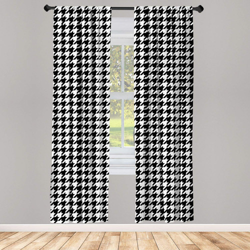 Ambesonne Modern Curtains, Illustration of Bizarre Shapes Houndstooth Inspired Graphics, Window Treatments 2 Panel Set for Living Room Bedroom, Pair of - 28" x 84", Charcoal Grey