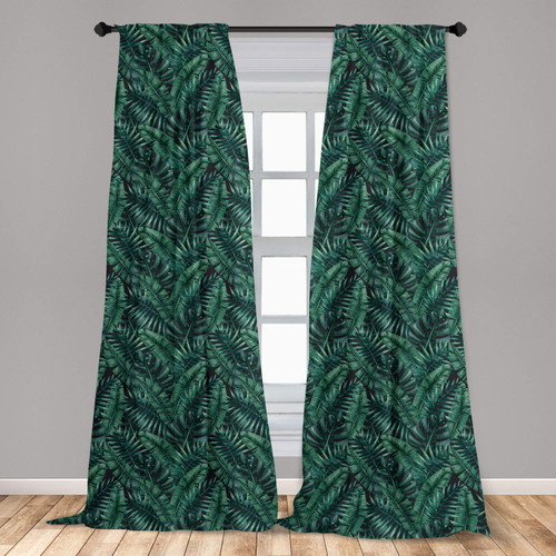 Ambesonne Palm Leaf Curtains, Watercolor Tropical Jungle Leaves Pattern Fresh Rainforest Hawaii Summer, Window Treatments 2 Panel Set for Living Room Bedroom, Pair of - 28" x 95", Black Green Ambesonne Palm Leaf Curtains, Watercolor Tropical Jungle Leaves Pattern Fresh Rainforest Hawaii Summer, Window Treatments 2 Panel Set for Living Room Bedroom, Pair of - 28" x 95", Black Green