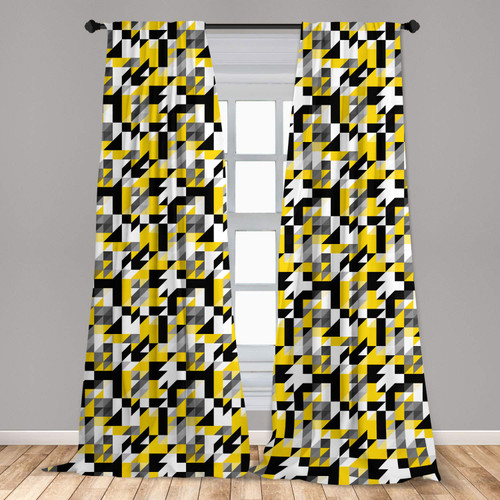 Ambesonne Yellow and White Curtains, Geometric Design with Triangles Squares and Houndstooh Inspiration, Window Treatments 2 Panel Set for Living Room Bedroom, Pair of - 28" x 63", Yellow Black Ambesonne Yellow and White Curtains, Geometric Design with Triangles Squares and Houndstooh Inspiration, Window Treatments 2 Panel Set for Living Room Bedroom, Pair of - 28" x 63", Yellow Black