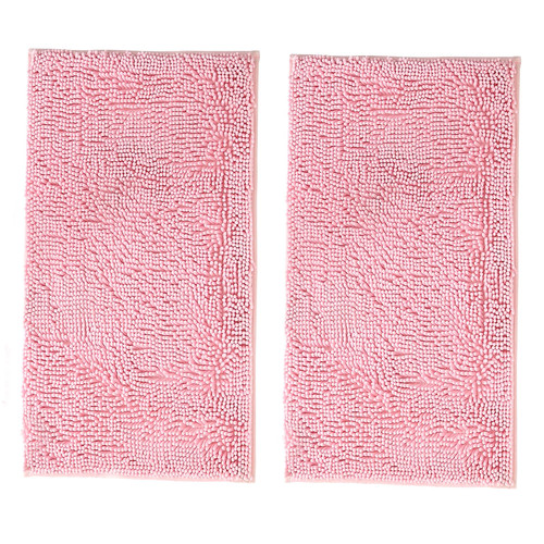 LanYunUmi Rugs for Bathroom Slip-Resistant Shag Chenille Bath Rugs Mat Extra Soft and Absorbent Bath Rug for Shower Room Machine-Washable Fast Dry (Pink, 20"x32"+20"x32")
