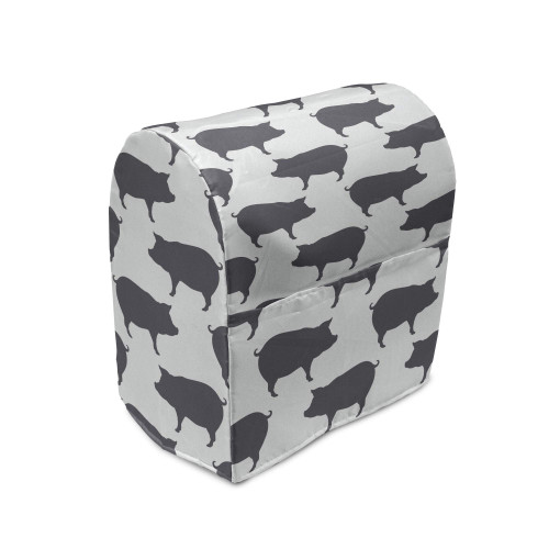 Ambesonne Pig Stand Mixer Cover, Continuous Pig Animal Silhouette Pattern Domestic Mammal Husbandry Concept, Kitchen Appliance Organizer Bag Cover with a Pocket, 6-8 Quarts, Charcoal Grey and White