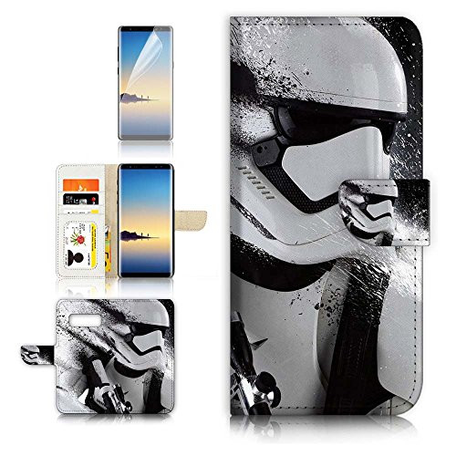 (for Samsung Note 8, Galaxy Note 8) Flip Wallet Case Cover & Screen Protector Bundle - A21004 Starwars Storm Trooper