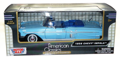 Motor Max American Classics Premium Die-Cast 1:24 Scale 1958 Chevy Impala - Blue Motor Max American Classics Premium Die-Cast 1:24 Scale 1958 Chevy Impala - Blue