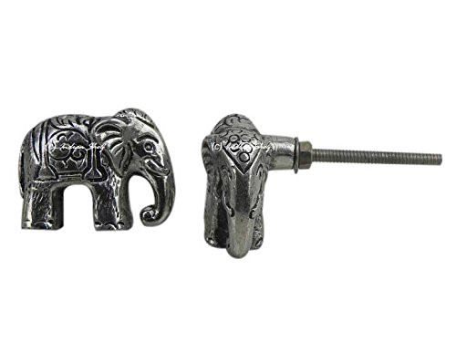 Indian Shelf 2 Pack Modern Drawer Knobs|Elephant Knob for Dresser|Vintage Drawer Pulls & Knobs Multicolor|Draw Pulls for Kitchen Cabinets Aluminium|Cupboard Door Knobs|Bathroom Cabinet Door Knobs