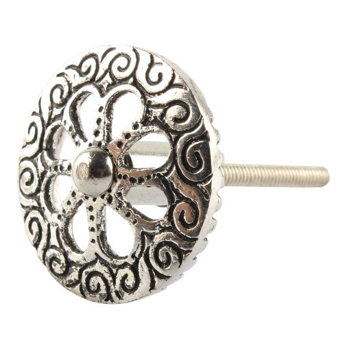 Indian Shelf 2 Pack Knobs for Dresser Drawers|Flower Dresser Knobs Girls|Silver Pulls & Knobs for Cabinets & Drawers|Aluminium Door Pulls for Kitchen Cabinets|Hardware Knobs|Cabinet Knobs Modern