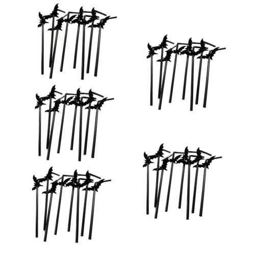 Flexible Plastic Straw 250 sets Black Supplies Drinking Halloween Soda Home Creative Juice Bat Outdoor Decor Plastic Theme Flexible Bar Party Cocktail Straws Straw Reusable for