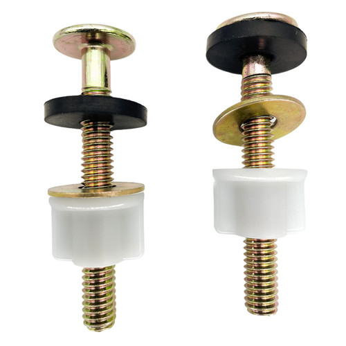 2Pcs Universal Toilet Seat Bolt Screw Set Heavy Duty Toilet Seat Hinge Bolt with Plastic Nut, Metal and Rubber Washer Toilet Hardware Replacement for Top Mount Toilet Seat Hinge