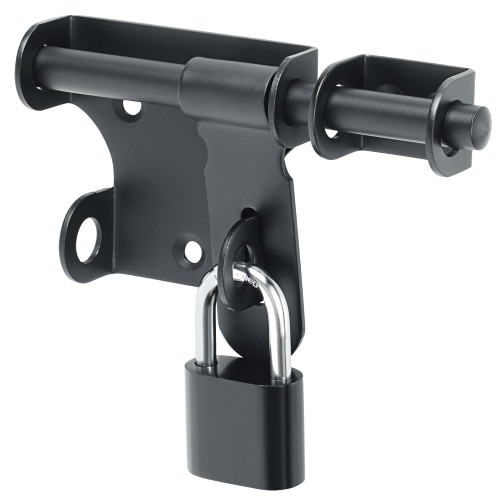 Alise Slide Bolt Gate Latch with Padlock Set,Heavy Duty Barrel Bolts Safety Door Lock,Double Sided Gate Hardware for Barn Fence Gate Inside Doors,4 Inch Solid Stainless Steel Black Latches Set
