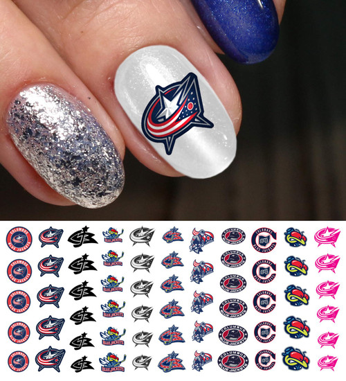 Columbus Hockey Waterslide Nail Art Decals - Salon Quality