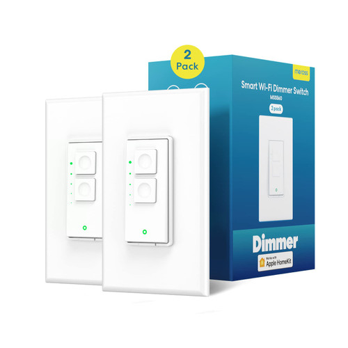 Meross Smart Dimmer Switch, Single Pole WiFi Light Switch Works with Apple HomeKit, Alexa, Remote/Voice Control and Schedule, Neutral Wire Required, 2.4GHz WiFi Only, No Hub Required, 2 Pack