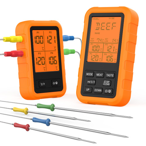 Wireless Meat Thermometer, Viagkiki Remote Digital Meat Thermometer, Smart Wireless Meat Thermometer Digital for BBQ Grill Smoker Oven Kitchen 500 FT Range/4 Probes Wireless Meat Thermometer, Viagkiki Remote Digital Meat Thermometer, Smart Wireless Meat Thermometer Digital for BBQ Grill Smoker Oven Kitchen 500 FT Range/4 Probes