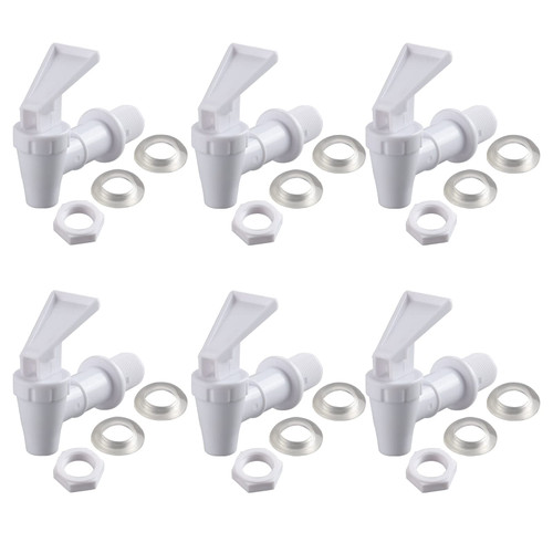 Replacement Cooler Faucet water jug dispenser BPA-Free Plastic Spigot Water Crock Tap by MUGLIO(White, 6Sets)