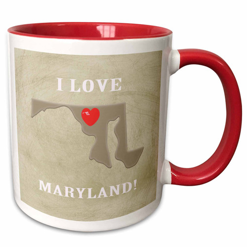 3dRose I Love Maryland with a Heart on the State, Brown, Red, Beige - Mugs (mug_218323_10) 3dRose I Love Maryland with a Heart on the State, Brown, Red, Beige - Mugs (mug_218323_10)