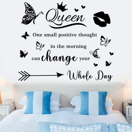 Inspirational Wall Decals Quotes Positive Thought Wall Decal Motivational Lettering Wall Art Sticker Positive Words Queen Wall Stickers for Women Girls Bedroom Living Room Home Decor (Black)