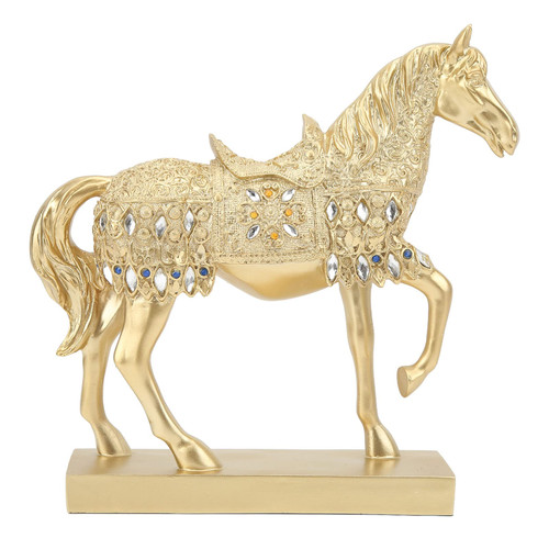 Natudeco Desktop Horses Ornaments Golden Horse Decor Walking Horse Statue Animal Art Horse Figurine and Statue Ornament Decorative Sculpture for Home Office Animal Lovers
