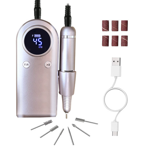 Eodci 45000 RPM Electric Nail Drills Kit, Rechargeable Portable Electric Professional Compact Efile Nail Drill Machine Set for Acrylic Nails, Polishing, Manicure Pedicure Tool