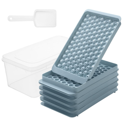 Mini Ice Cube Trays, 104x5 PCS Small Ice Ball Maker Mold for Freezer with Lid and Bin, Crushed Ice Trays Easy Release, Tiny Ice Cube Tray for Chilling Drinks Coffee Juice Cocktail
