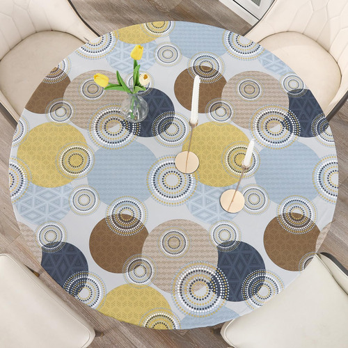 Round Vinyl Fitted Tablecloth Waterproof Oilcloth Elasticized Table Cover Elastic Edge Design Plastic Tablecloth Protector for Round Table (Circle B, Small Round Fits Table up 40"-44" Diameter) Round Vinyl Fitted Tablecloth Waterproof Oilcloth Elasticized Table Cover Elastic Edge Design Plastic Tablecloth Protector for Round Table (Circle B, Small Round Fits Table up 40"-44" Diameter)