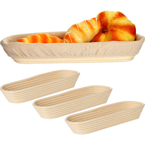 4 Pieces 13.8 Inch Banneton Bread Proofing Basket Oval Long Bread Proofing Basket Banneton Basket Dough Proofing Basket with Liners and Scatters for Home Sourdough Bread Baking 4 Pieces 13.8 Inch Banneton Bread Proofing Basket Oval Long Bread Proofing Basket Banneton Basket Dough Proofing Basket with Liners and Scatters for Home Sourdough Bread Baking