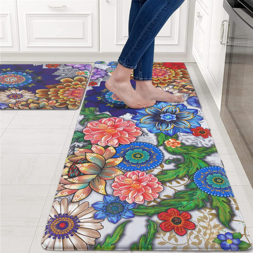 ASPMIZ Kitchen Mat 2 PCS, Cushioned Anti-Fatigue Kitchen Rugs Non Slip Memory Foam Kitchen Mats and Rugs Waterproof Kitchen Floor Comfort Mats for Home & Office, 18'' x 48'' + 18'' x 30'', Bohemian ASPMIZ Kitchen Mat 2 PCS, Cushioned Anti-Fatigue Kitchen Rugs Non Slip Memory Foam Kitchen Mats and Rugs Waterproof Kitchen Floor Comfort Mats for Home & Office, 18'' x 48'' + 18'' x 30'', Bohemian