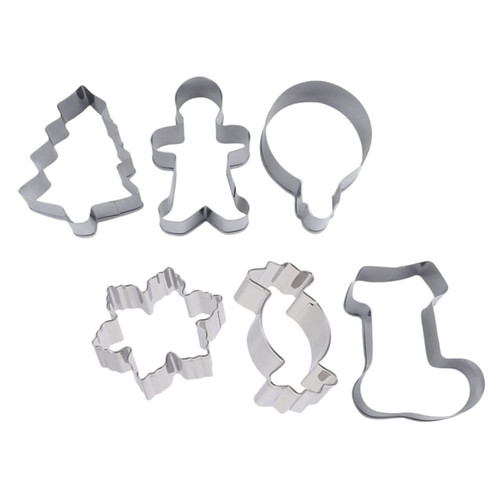 BESTOYARD 6pcs Baking Mold Chocolate Cookie Metal Dies Bread Mold Santa Cake Cookie Cutters Holiday Pastry Santa Cookie Cutter Stainless Steel Silver Christmas Cookie Cutter Cookie Mold Cake