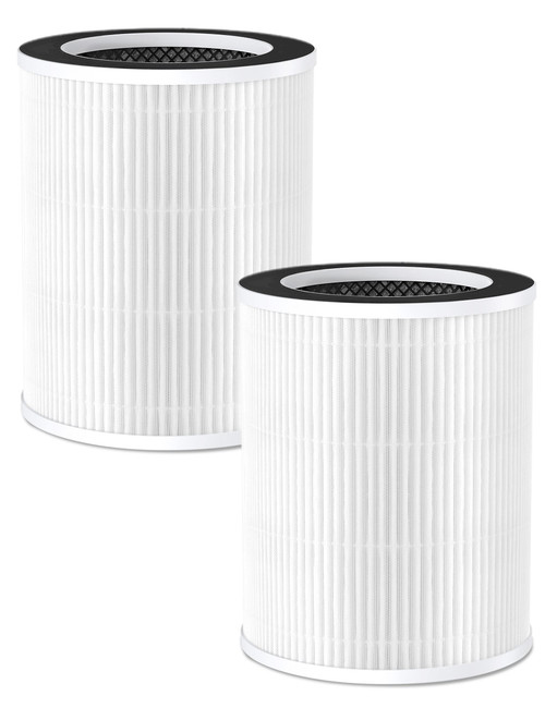 Welov P100 Air Purifier Replacement Filter 2 Packs, 3-in-1 H13 True HEPA and High-Efficiency Activated Carbon Filter for Pet Dander Hair Pollen Dust Mite Smoke Kitchen Odor, White