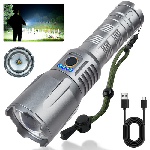 Alicegirl Flashlight High Lumens Rechargeable, 200000 Lumen Super Bright LED Flashlights 5000mAh High Capacity, Waterproof Zoomable Flash Light with 5 Modes for Camping, Emergencies Alicegirl Flashlight High Lumens Rechargeable, 200000 Lumen Super Bright LED Flashlights 5000mAh High Capacity, Waterproof Zoomable Flash Light with 5 Modes for Camping, Emergencies