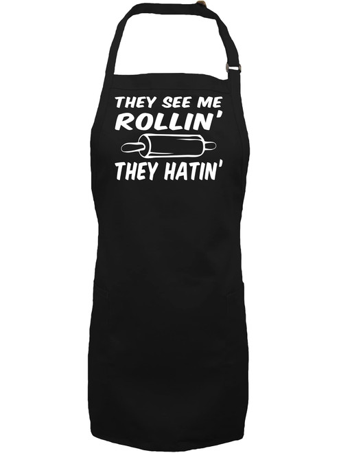 zerogravitee They See Me Rollin' They Hatin' Apron with 2 patch pockets in Black - One Size