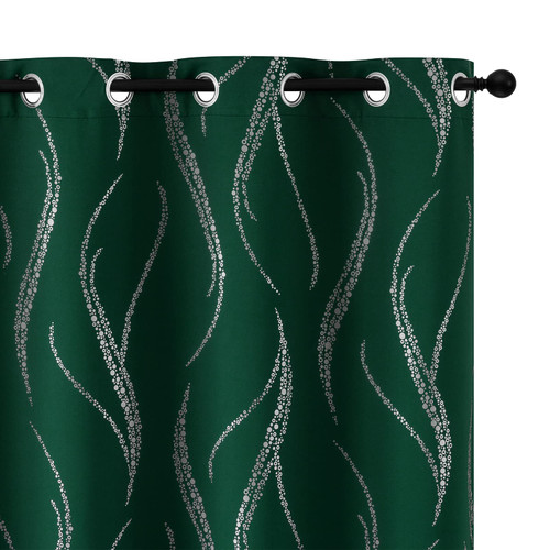 Yakamok Blackout Curtains 84 inch Length Living Room Thermal Insulated Silver Wave Line Dots Pattern Curtains Room Darkening Grommet Curtains for Bedroom, Emerald Green, W42 x L84-inch, 2 Panels Yakamok Blackout Curtains 84 inch Length Living Room Thermal Insulated Silver Wave Line Dots Pattern Curtains Room Darkening Grommet Curtains for Bedroom, Emerald Green, W42 x L84-inch, 2 Panels