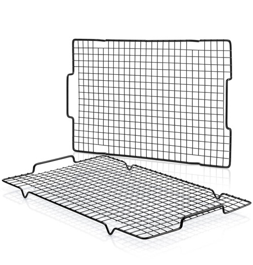 HULISEN 2 Pack Cooling Racks - 16" x 10", Nonstick Wire Baking Rack with Handle fits Half Sheet Pan for Cooking, Roasting, Grilling, Drying, Metal Mesh Cookie Rack for Cooling Cake, Oven Safe