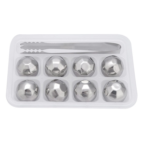 Stainless Steel Ice Cube, Reusable Whiskey Vodka Stones Rocks Ball Ice Chiller Stone Ice Spheres Chills Wine Whiskey Drink Chiller Stones Rocks with Tong (diamond), Stainless Steel Ice Cube, Reus