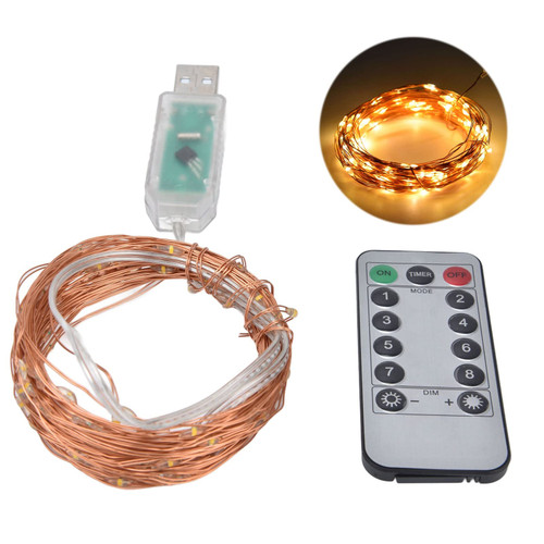 LED Outdoor String Lights,String Light, LED String Light Copper Wire 8 Lighting Modes Decorative USB Twinkle Star Light with Remote Control for Christmas Party