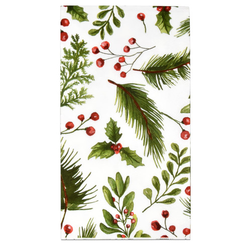 100 Christmas Berries and Pine Guest Napkins Disposable Paper Xmas Holly Berry Greenery Dinner Hand Napkin Towel for Home Kitchen Bathroom Powder Room Wedding Holiday Party Decorative Fingertip Towels