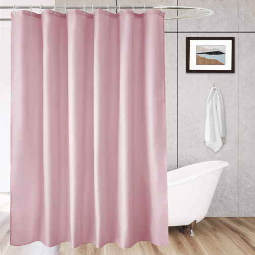 AooHome Short Shower Curtain 72 x 66 Inch, Fabric Shower Curtain Liner with Hooks, Weighted Hem, Waterproof, Pink