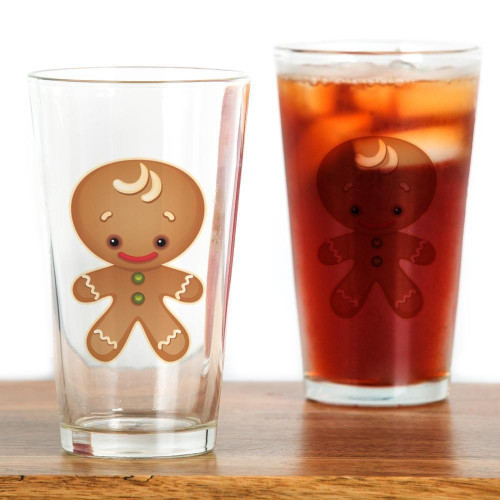 Truly Teague Pint Drinking Glass Chistmas Cuties Gingerbread Man