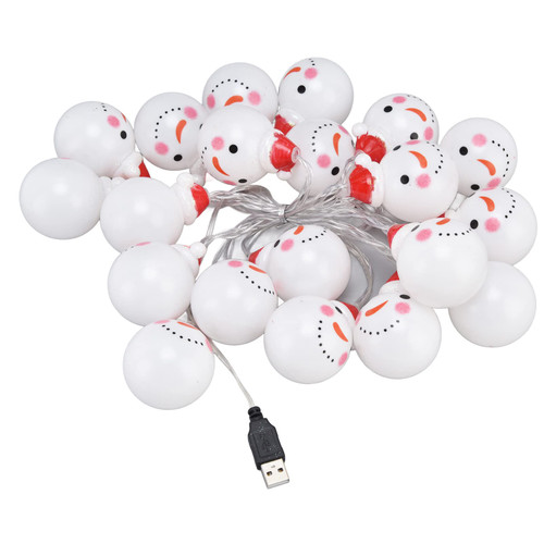 plplaaoo LED Outdoor String Lights, String Light, String Lights for Outside, LED Snowman String Lights USB Power Supply 20 Colored Lights Christmas Decoration Light String for Gardens Courtyards