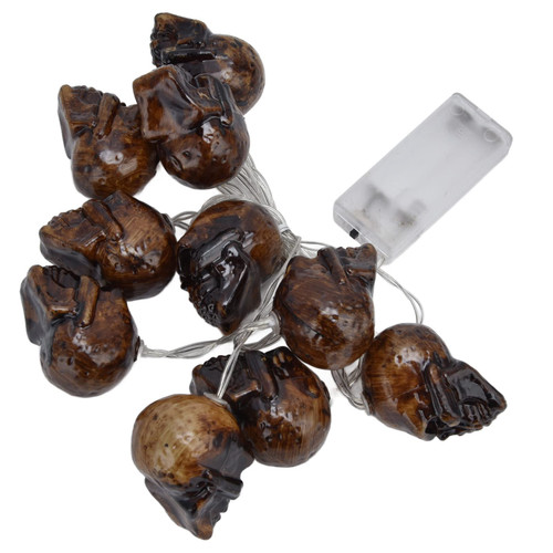 plplaaoo 4.9ft Ghost Skull Lantern, Halloween Skull String Light, 10 LED Halloween Skull String Lights for Indoor/Outdoor Halloween Party, Backyard, Ass Home Decorations