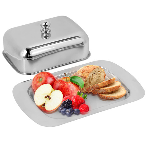 Cheese Dish with Lid,Stainless Steel Butter Dish, Portable Butter Tray Box, Food Storage Container, Dessert Container Keeper for Home Kitchen, Food Grade