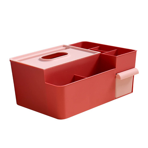 Tissue Box Holder, Napkin Holder, Facial Tissue Holder, Table Storage Box, Multi-Functional Creative Tissue Box Holder Coffee Table Paper Remote Control Storage Box for Home(Red)