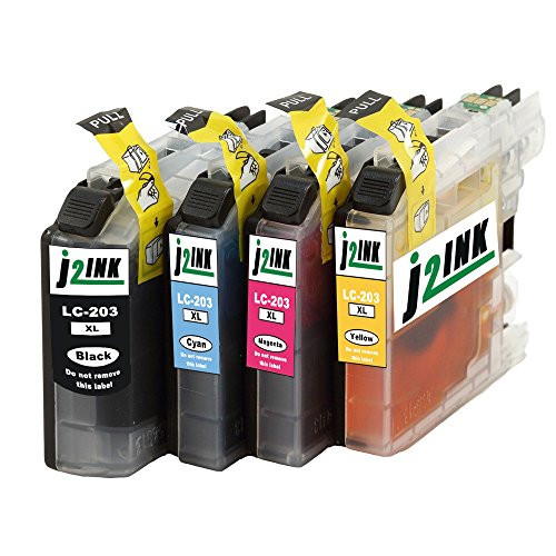 J2INK 4 Pack for Brother LC-203 LC-203XL High Yield ink Cartridges LC203BK LC203C LC203M LC203Y Use in Brother Printers J2INK 4 Pack for Brother LC-203 LC-203XL High Yield ink Cartridges LC203BK LC203C LC203M LC203Y Use in Brother Printers