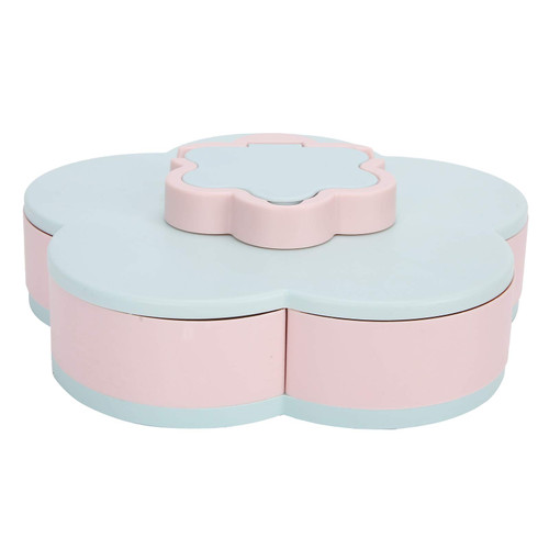 Rotating Snack Storage Box with 5 Compartments,plplaaoo Flower Shaped Dried Fruit Plate, Nut Serving Platter, Removable Snacks Candy Storage Tray for Dried Fruits, French Fries, Nuts