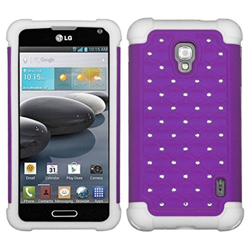 MyBat ASMYNA LG D500 (Optimus F6) Luxurious Lattice Dazzling TotalDefense Protector Cover - Retail Packaging - Purple/White MyBat ASMYNA LG D500 (Optimus F6) Luxurious Lattice Dazzling TotalDefense Protector Cover - Retail Packaging - Purple/White